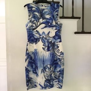 Blue Black and White Versace Dress